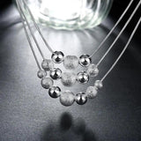 925 Sterling Silver Three Layer Chain Beads Necklace