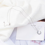 Irregular Crescent 925 Silver Moon Crystal Pendant Necklace