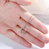 Irregular Crescent 925 Silver Moon Crystal Pendant Necklace