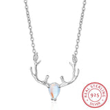 925 Silver Moonstone Deer Pendant Necklace