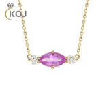 925 Silver Pink Crown Necklace Oval Horse Eye Jewelry Gift