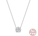 1.5CT Zircon Pendant Necklace 925 Silver Round Ladies Necklace Gift