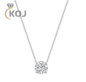 1.5CT Zircon Pendant Necklace 925 Silver Round Ladies Necklace Gift