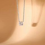 1.5CT Zircon Pendant Necklace 925 Silver Round Ladies Necklace Gift
