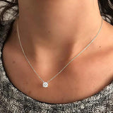 1.5CT Zircon Pendant Necklace 925 Silver Round Ladies Necklace Gift