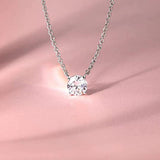 1.5CT Zircon Pendant Necklace 925 Silver Round Ladies Necklace Gift