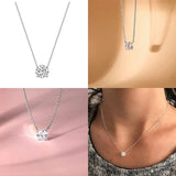 1.5CT Zircon Pendant Necklace 925 Silver Round Ladies Necklace Gift