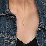 925 Silver Square Rainbow Gems Months Pendant Long Chain Necklace Women