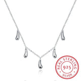 925 Silver Pendant Necklace Five Drops Charm Necklace