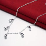 925 Silver Pendant Necklace Five Drops Charm Necklace