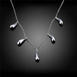 925 Silver Pendant Necklace Five Drops Charm Necklace