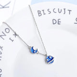 Glaze Sky Moon Star 925 Silver Necklace For Women