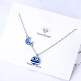 Glaze Sky Moon Star 925 Silver Necklace For Women