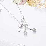 Strawberry Crystal Moonstone Beads Tassel Necklace 925 Sterling Silver Chain