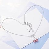 Strawberry Crystal Moonstone Beads Tassel Necklace 925 Sterling Silver Chain