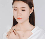Strawberry Crystal Moonstone Beads Tassel Necklace 925 Sterling Silver Chain