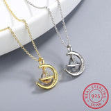 Stars Moon Planet 925 Silver Chain Necklace SNE464
