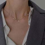 925 Silver Choker Necklace Geometric Round Clavicle Chain Women Jewelry