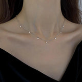 925 Silver Choker Necklace Geometric Round Clavicle Chain Women Jewelry