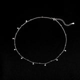 925 Silver Choker Necklace Geometric Round Clavicle Chain Women Jewelry