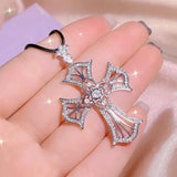 CZ Cross Pendant Necklace for Women - Elegant Jewelry for Party
