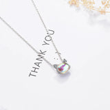 Cat Moonstone Necklace 925 Sterling Silver Clavicular Chain