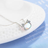 Cat Moonstone Necklace 925 Sterling Silver Clavicular Chain
