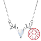Moonstone Crystal Deer Necklace 925 Sterling Silver Jewelry
