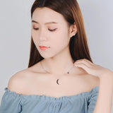 925 Silver Asymmetric Star Moon Necklace High Jewelry