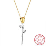 925 Sterling Silver Rose Flower Lovers' Pendant Necklace Gift