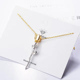 925 Sterling Silver Rose Flower Lovers' Pendant Necklace Gift