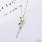 925 Sterling Silver Rose Flower Lovers' Pendant Necklace Gift