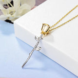 925 Sterling Silver Rose Flower Lovers' Pendant Necklace Gift