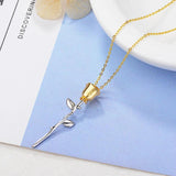 925 Sterling Silver Rose Flower Lovers' Pendant Necklace Gift