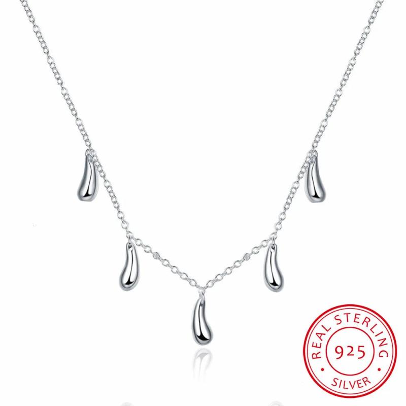 Lekani 925 Silver Pendant Necklace Five Drops Charm
