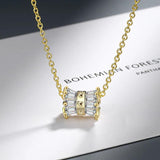 925 Sterling Silver Crystal Pendant Necklace H195
