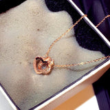 Double Heart Necklace CZ Zircon Love Chain Koyle Wedding Pendant