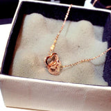 Double Heart Necklace CZ Zircon Love Chain Koyle Wedding Pendant