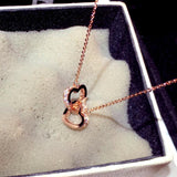 Double Heart Necklace CZ Zircon Love Chain Koyle Wedding Pendant