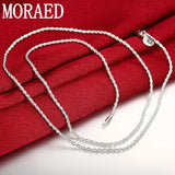 925 Sterling Silver 2MM Twist Necklace For Men Women Geometric Silver Rope Chain