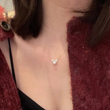 925 Silver Bowknot Pearl Choker Necklace 14K Plated