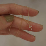 Japanese S925 Sterling Silver Crystal Key Choker Necklace Pendant 14K Plated