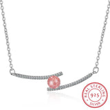 925 Silver Strawberry Crystal Zircon Line Necklace Choker