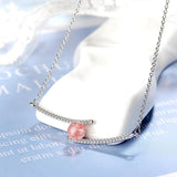 925 Silver Strawberry Crystal Zircon Line Necklace Choker