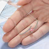 925 Silver Strawberry Crystal Zircon Line Necklace Choker
