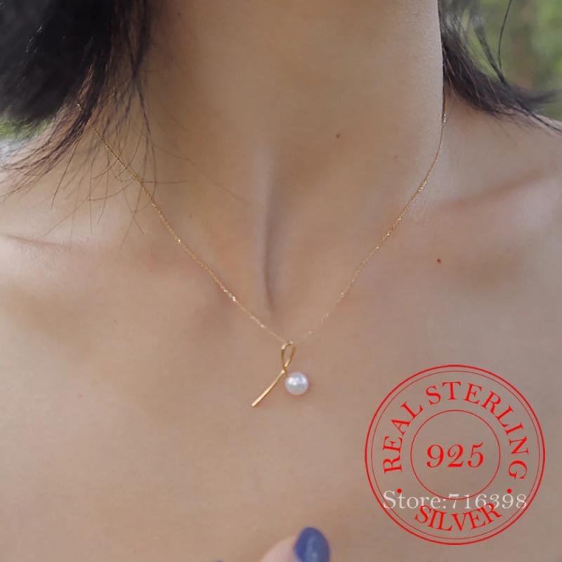 925 Silver Pearl Choker Necklace Pendant 14K Plated Women Wedding Jewelry