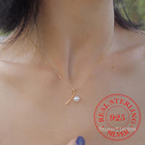 925 Silver Pearl Choker Necklace Pendant 14K Plated Women Wedding Jewelry
