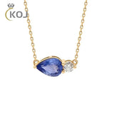 925 Silver Zircon Water Drop Pendant Necklace