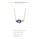 925 Silver Zircon Water Drop Pendant Necklace