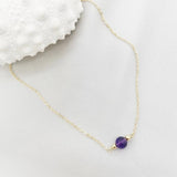Natural Amethyst Necklace Round 14K Filled Vintage Hand For Women Necklace